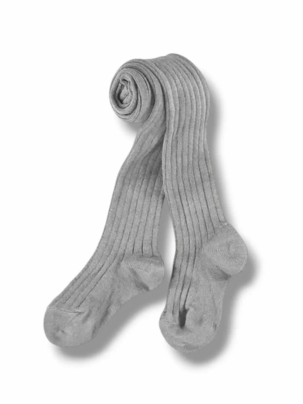 Gray Rib Knit Cotton Lace Top Over Knee Socks